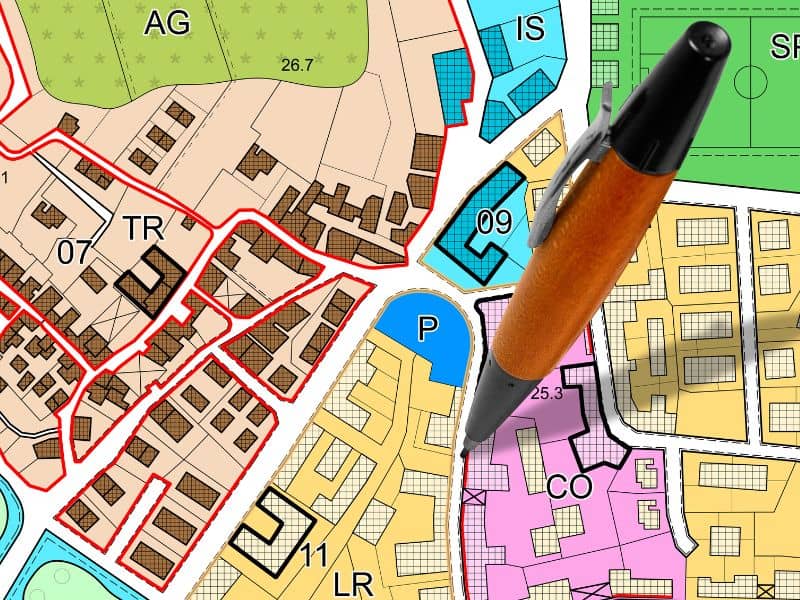 predevelopment-site-planning-flood-risk-evaluation-map - Oxford Land Surveying Land use map used during predevelopment planning to evaluate terrain and identify areas with potential flood risk